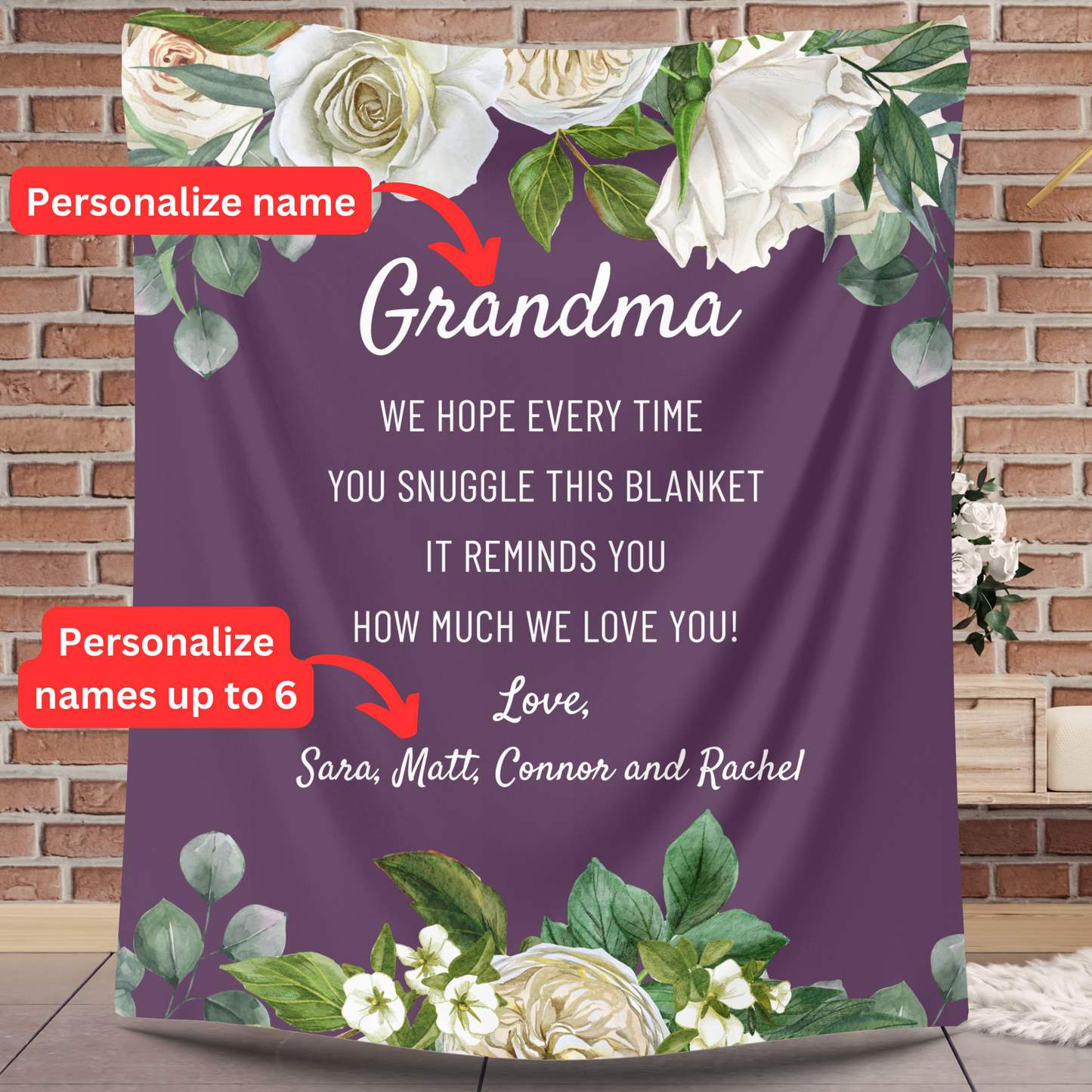 Grandma, Mom, Auntie, Bonus Mom ect. Blanket| Personalized