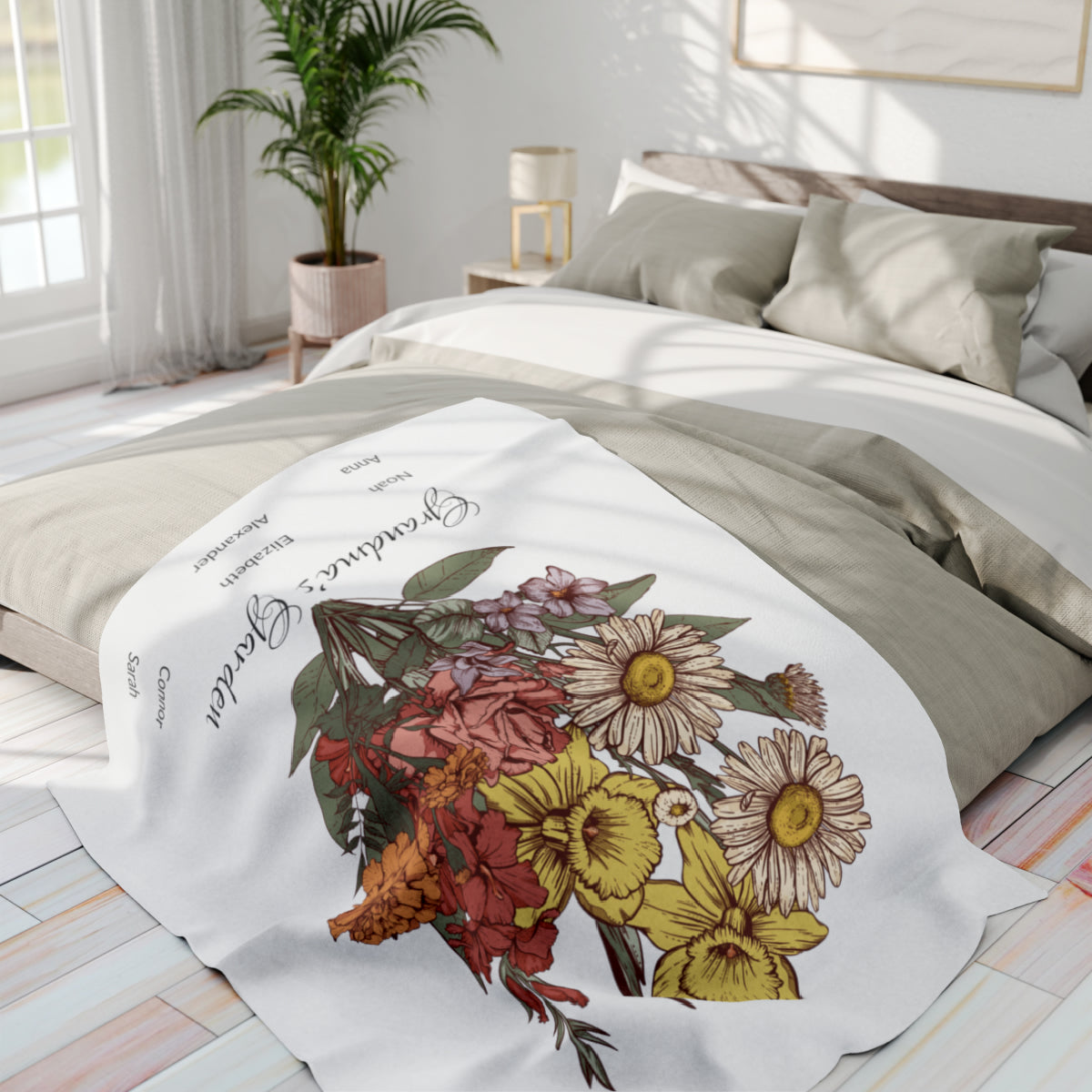 Grandma's Garden. Mom's Garden| Personalized Names and Flowers Blanket